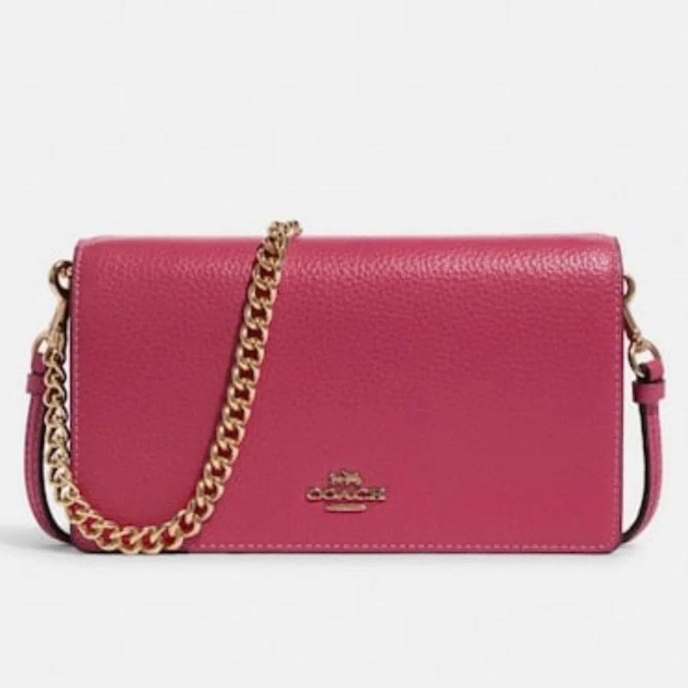 COACH Anna Foldover Clutch Crossbody With Chain